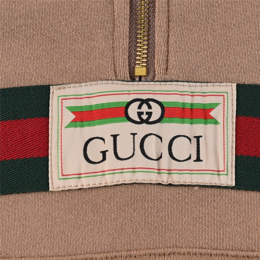 Gucci men GUCCI/Gucci red and green webbing half-zip long-sleeved hooded sweatshirt — Premium Replica — photo 5