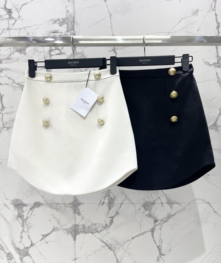 BALMAIN Women 𝗕𝗔𝗟𝗠𝗔𝗜* Baljia 2026 Early Spring Gold Buckle U-shaped Hem Skirt — 1:1 Replica — photo 2