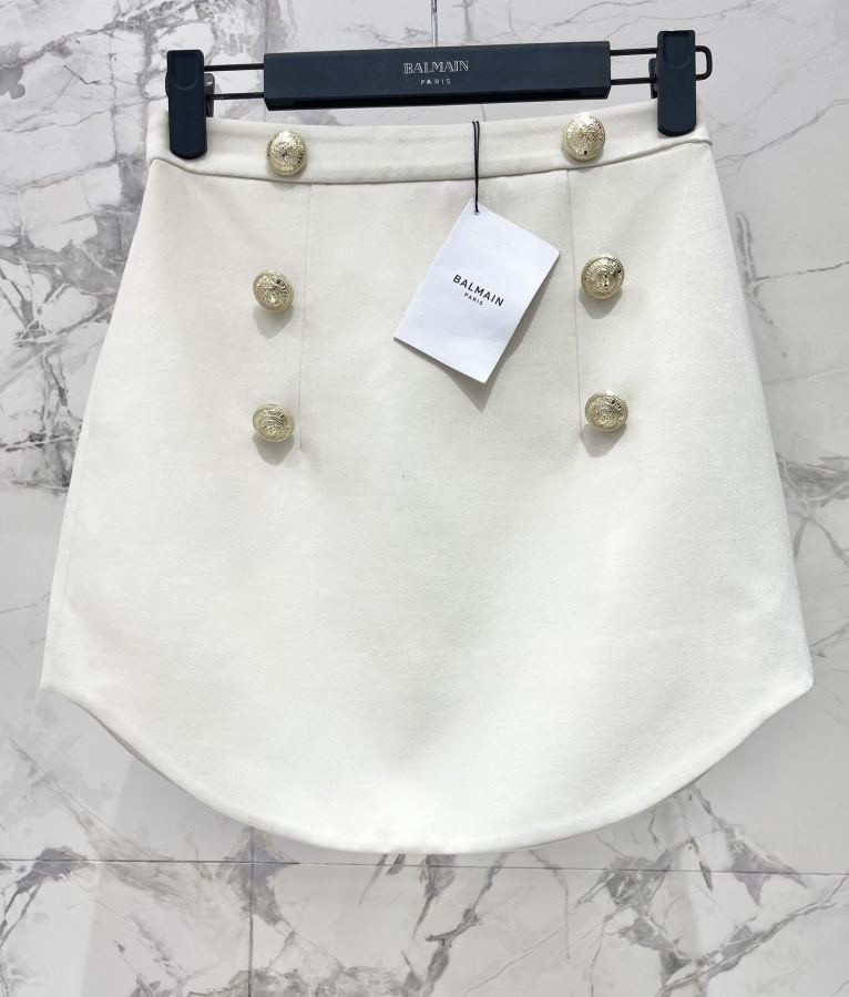 BALMAIN Women 𝗕𝗔𝗟𝗠𝗔𝗜* Baljia 2026 Early Spring Gold Buckle U-shaped Hem Skirt — 1:1 Replica — photo 3