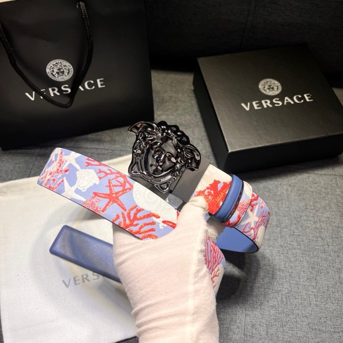 Ремень VERSACE 4.0㎝: Серебро Барокко Медуза — photo 3
