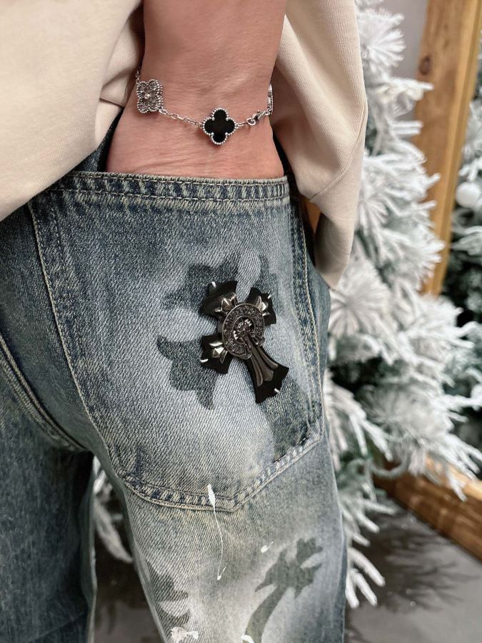 Denim tears Clothes Crow Heart Fire Four Seasons new ripped jeans wide-leg pants imported Japanese — AAA Quality Replica — photo 9