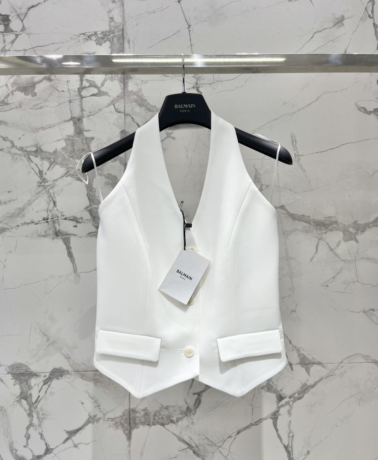 BALMAIN Mulheres 𝗕𝗔𝗟𝗠𝗔𝗜* Balmain colete frente única sem costas