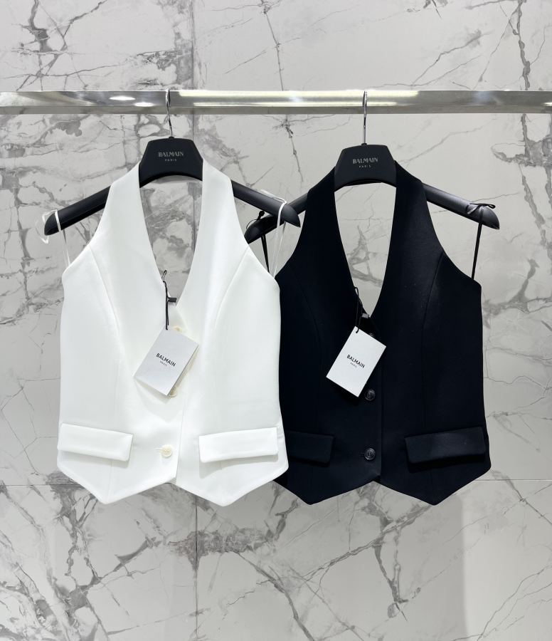 BALMAIN Mulheres 𝗕𝗔𝗟𝗠𝗔𝗜* Balmain colete frente única sem costas — photo 2