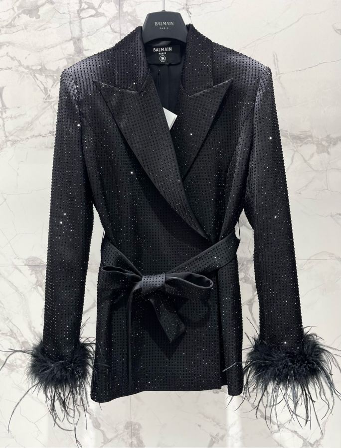 BALMAIN Women 𝗕𝗔𝗟𝗠𝗔𝗜* Balmain 2026 show style Heavy industry full-body rhinestone — Premium Replica — photo 2