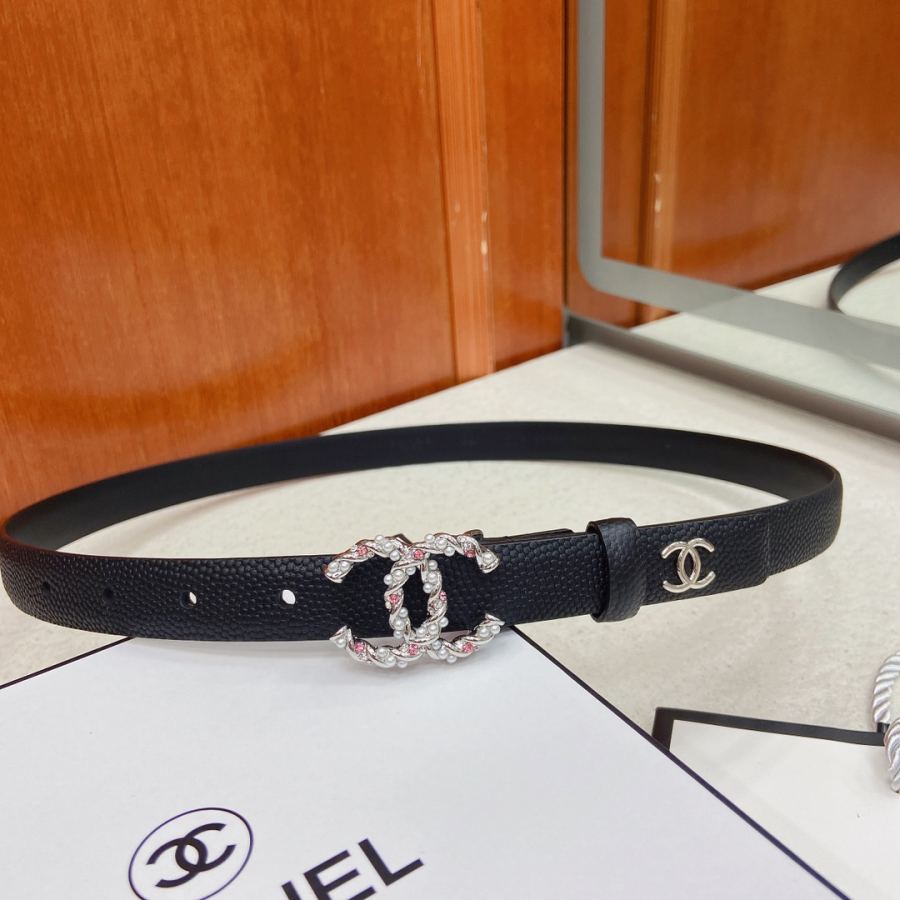 CHANEL belt Brass, pearls, rhinestones, and caviar pattern calfskin belts are exquisite and elegant, — Premium Replica