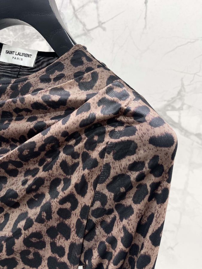 YSL Women 𝗦𝗔𝗜𝗡𝗧 𝗟𝗔𝗨𝗥𝗘𝗡* Holy Family New leopard print stretch dress — AAA Quality Replica — photo 3