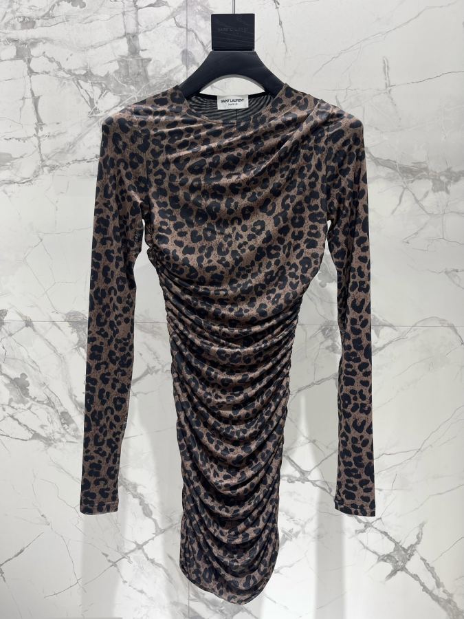 YSL Women 𝗦𝗔𝗜𝗡𝗧 𝗟𝗔𝗨𝗥𝗘𝗡* Holy Family New leopard print stretch dress — AAA Quality Replica — photo 2