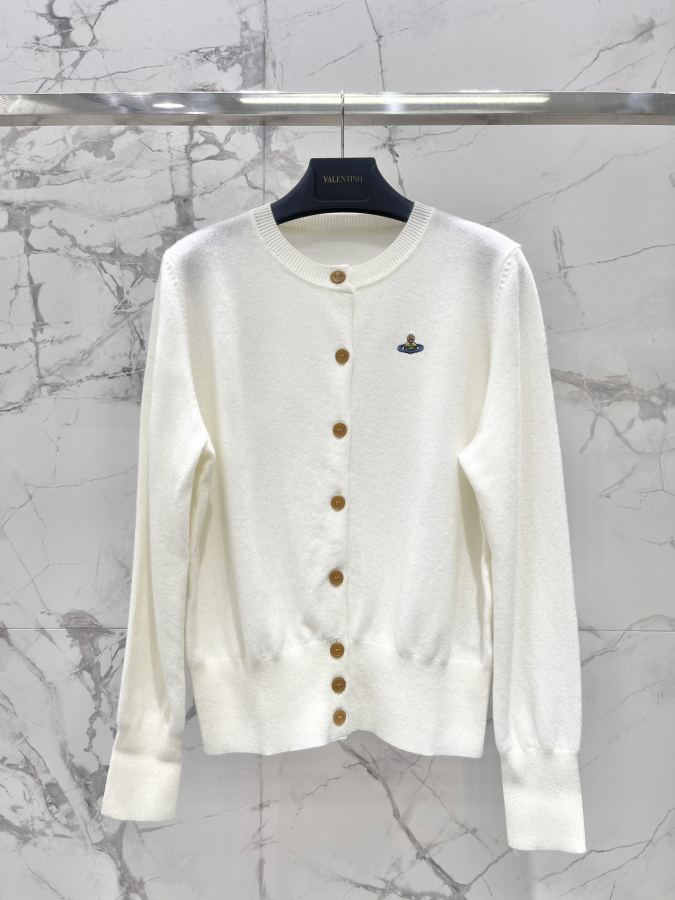 Vivienne Westwood Women 𝐕𝐢𝐯𝐢𝐞𝐧𝐧* Queen Mother Saturn embroidered round neck — 1:1 Replica