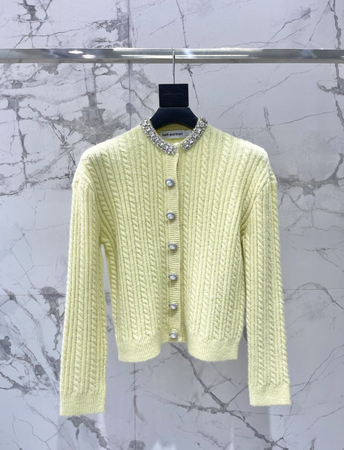 self-portrait Women 𝘀𝗲𝗹𝗳-𝗽𝗼𝗿𝘁𝗿𝗮𝗶* sp cream yellow diamond-embellished — 1:1 Replica