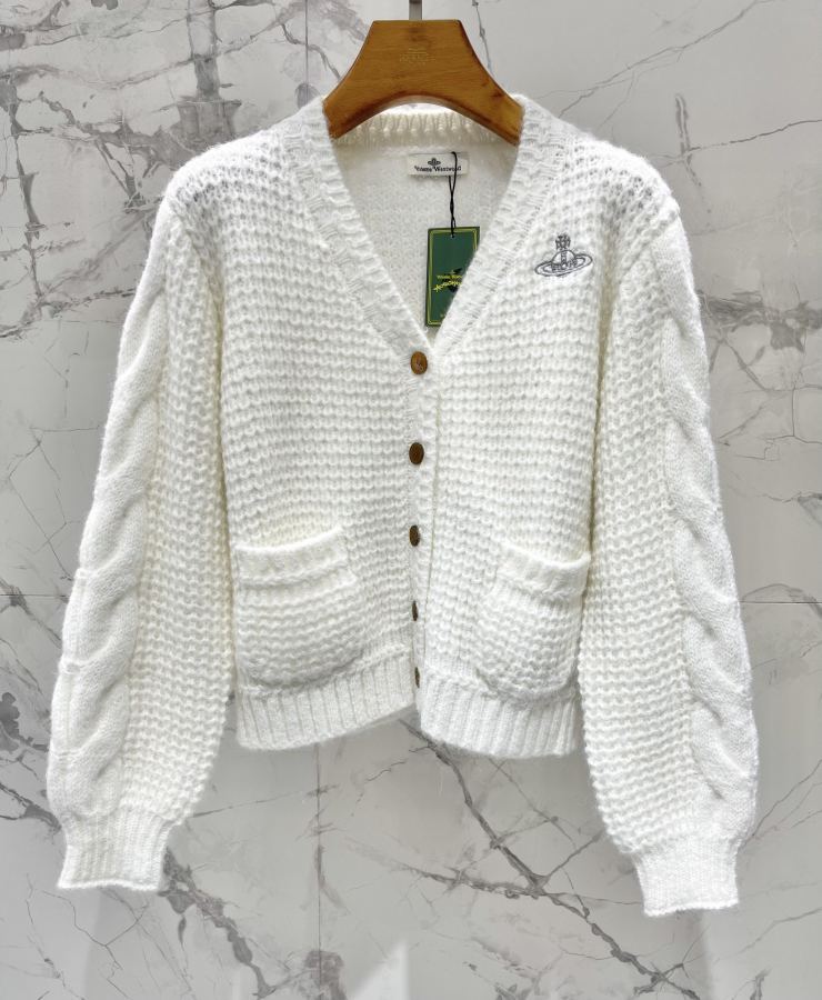 Vivienne Westwood Women 𝐕𝐢𝐯𝐢𝐞𝐧𝐧* Saturn Queen Mother Embroidered V-neck Knitted — 1:1 Replica — photo 2