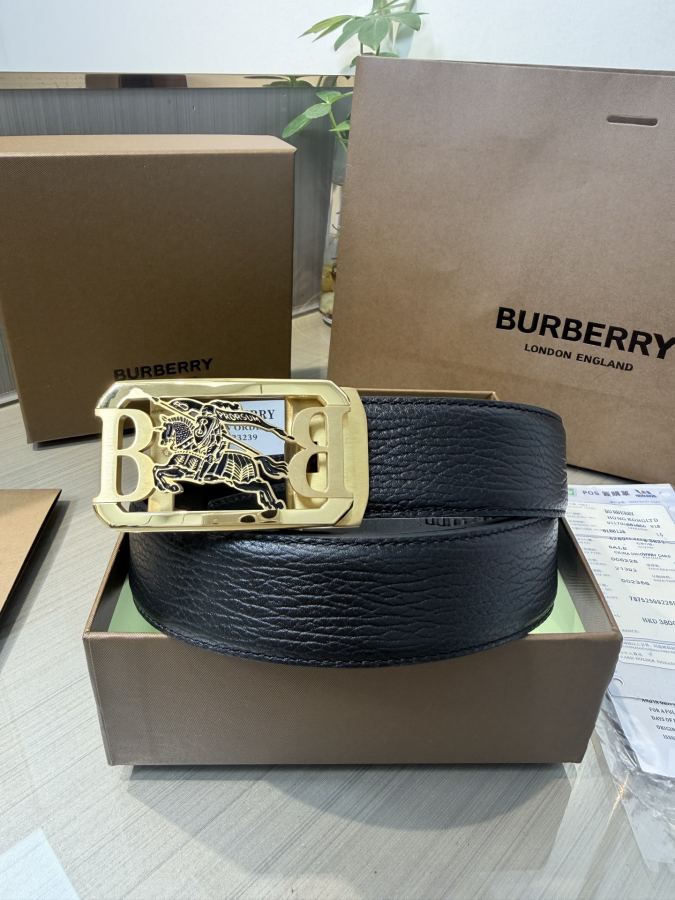 BURBERRY belt Burberry men's automatic belt - width 34 MM, fine steel buckle, exquisitely crafted, — Premium Replica