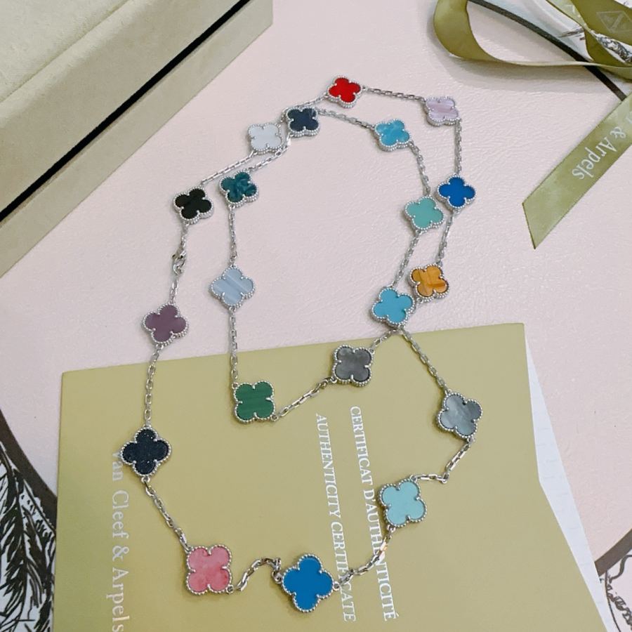 Van Cleef & Arpels Jewelry Four-leaf clover 20 flower Rainbow color necklace V gold material — 1:1 Replica — photo 4