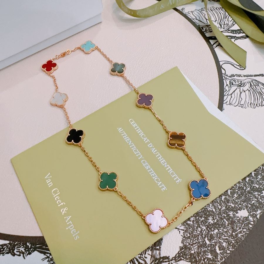 Van Cleef & Arpels Jewelry Four-leaf clover 10-flower Rainbow color necklace V gold material — AAA Quality Replica — photo 3