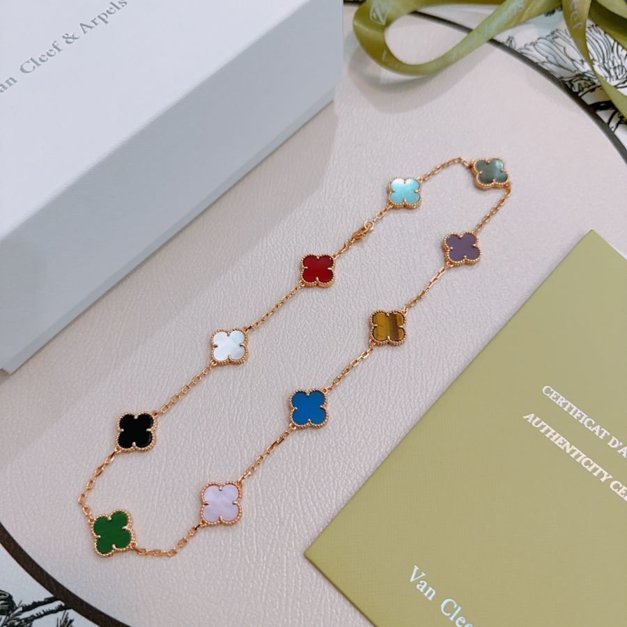 Van Cleef & Arpels Jewelry Four-leaf clover 10-flower Rainbow color necklace V gold material — AAA Quality Replica — photo 6