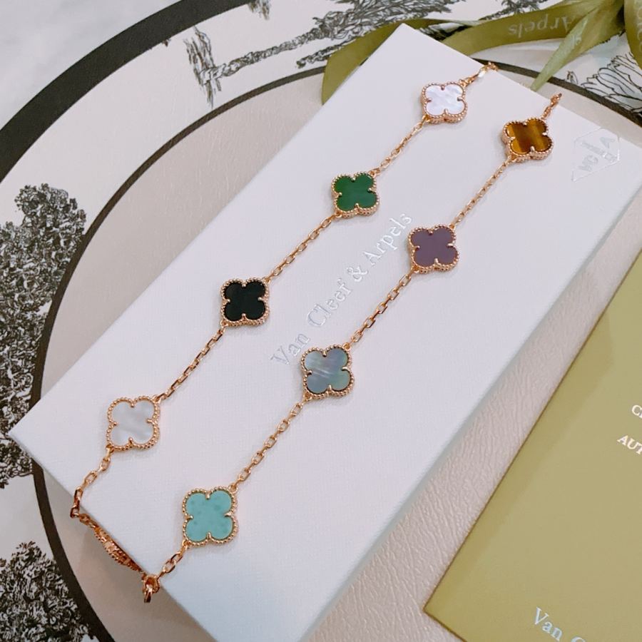 Van Cleef & Arpels Jewelry Four-leaf clover 10-flower Rainbow color necklace V gold material — AAA Quality Replica — photo 4