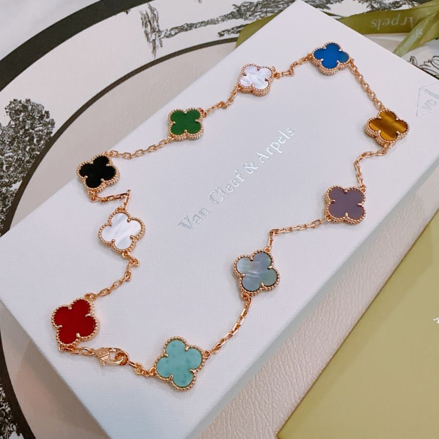 Van Cleef & Arpels Jewelry Four-leaf clover 10-flower Rainbow color necklace V gold material — AAA Quality Replica — photo 2