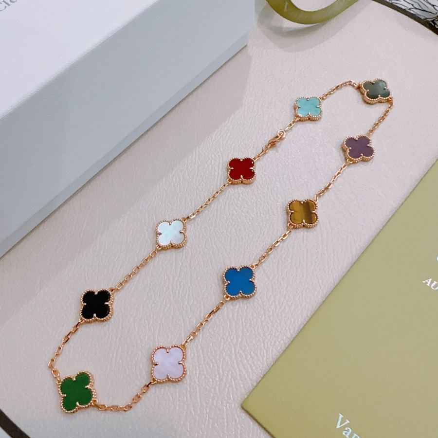 Van Cleef & Arpels Jewelry Four-leaf clover 10-flower Rainbow color necklace V gold material — AAA Quality Replica