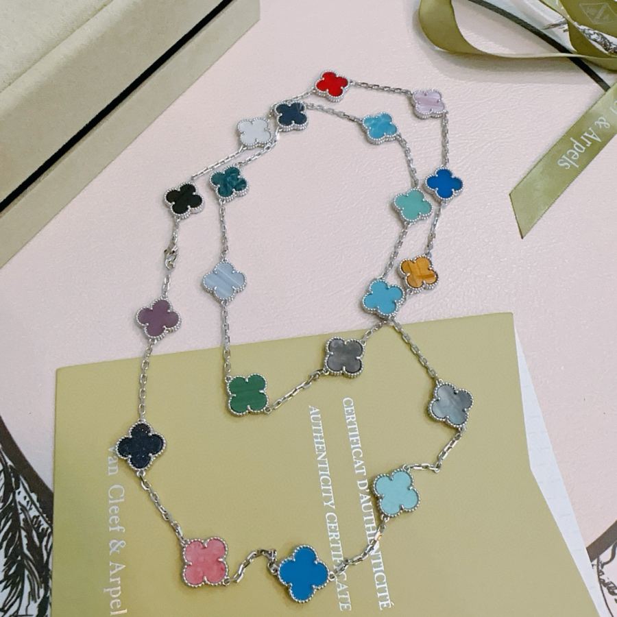 Van Cleef & Arpels Jewelry Four-leaf clover 20 flower Rainbow color necklace V gold material — Premium Replica