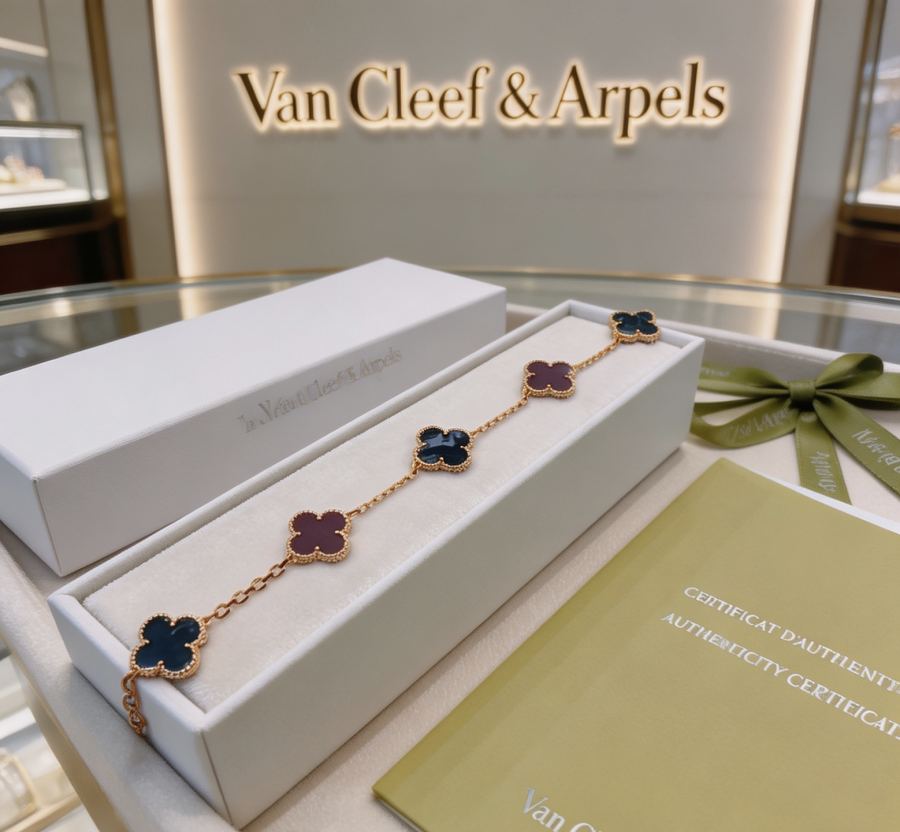 Van Cleef & Arpels Jewelry Four-leaf clover Rainbow color bracelet V gold material series — 1:1 Replica — photo 5