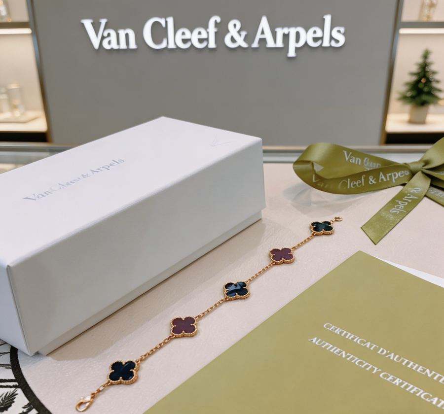 Van Cleef & Arpels Jewelry Four-leaf clover Rainbow color bracelet V gold material series — 1:1 Replica — photo 4