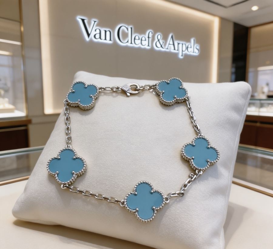 Van Cleef & Arpels Jewelry Four-leaf clover Rainbow color bracelet V gold material series — Premium Replica