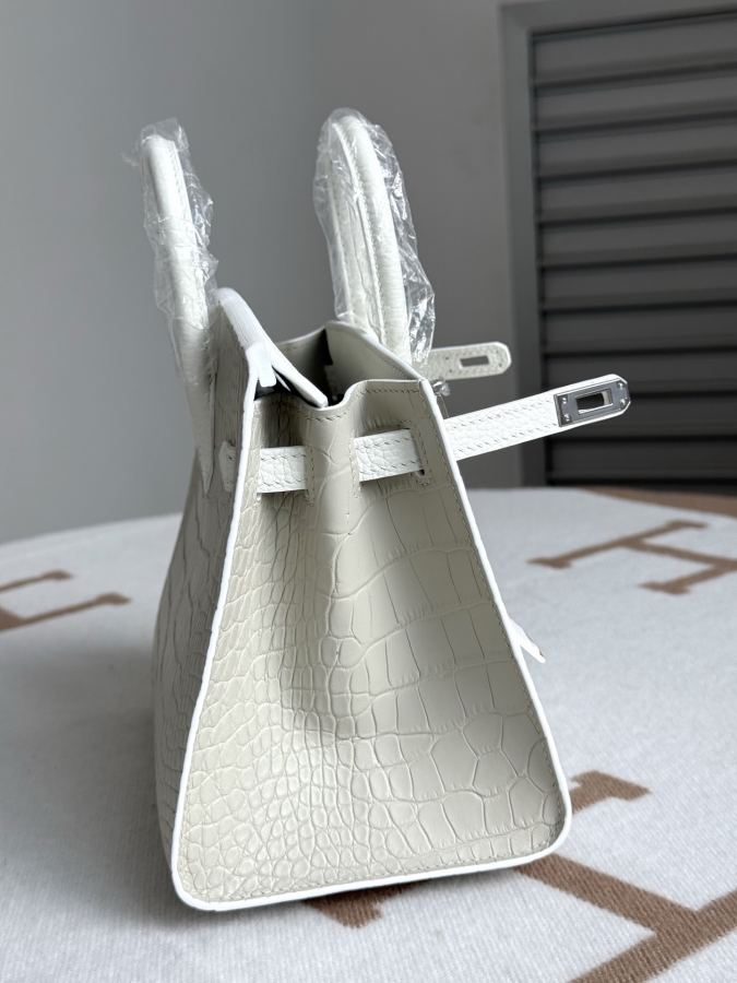 Hermes bag The house is covered with platinum 20 CM Chuxue Spot texture matte American crocodile, — 1:1 Replica — photo 5