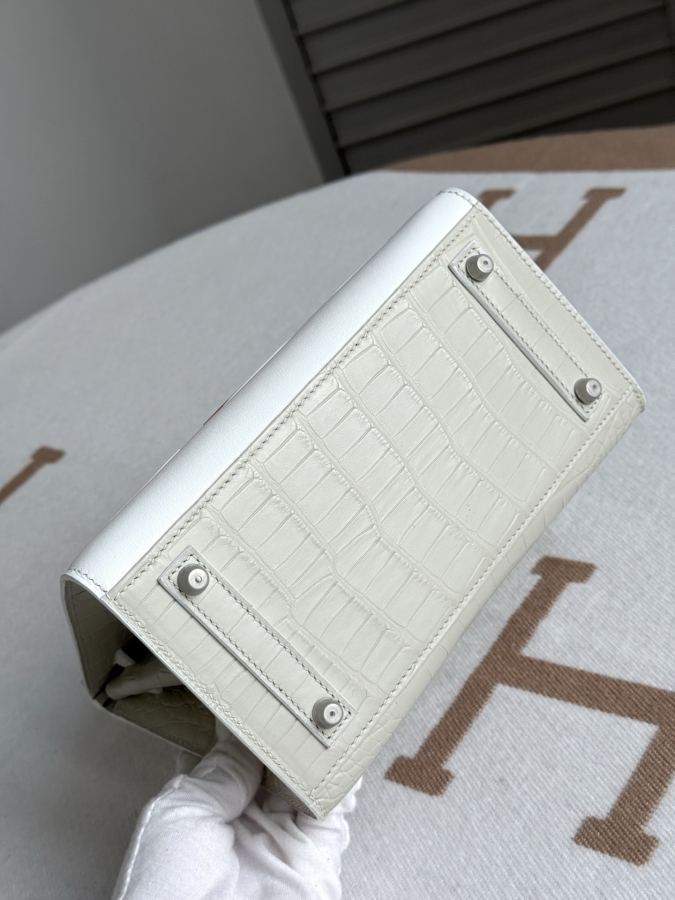 Hermes bag The house is covered with platinum 20 CM Chuxue Spot texture matte American crocodile, — 1:1 Replica — photo 4