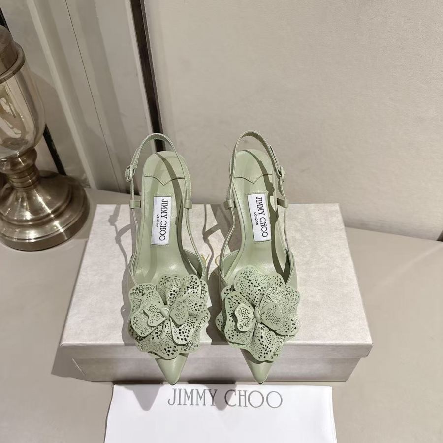 JIMMY women's shoes Milan catwalk New three-dimensional lace petal low heels, — Premium Replica