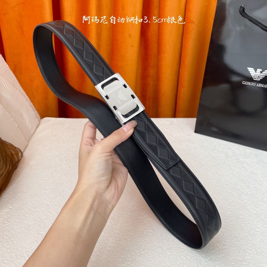 ARMANI belt Classic original quality, calfskin with high-quality automatic steel buckle, precision — Premium Replica — photo 6