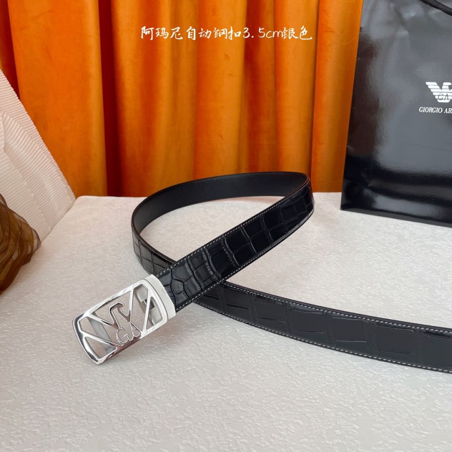 ARMANI belt Classic original quality, calfskin with high-quality automatic steel buckle, precision — AAA Quality Replica — photo 3