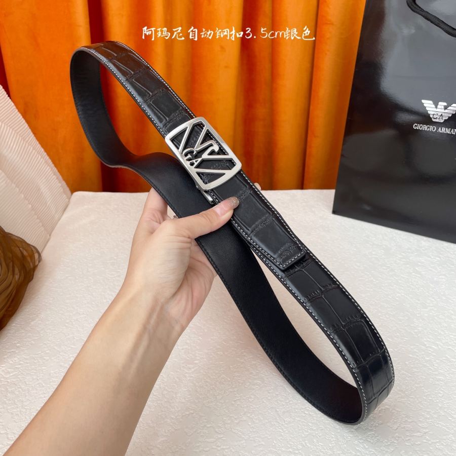 ARMANI belt Classic original quality, calfskin with high-quality automatic steel buckle, precision — AAA Quality Replica — photo 6