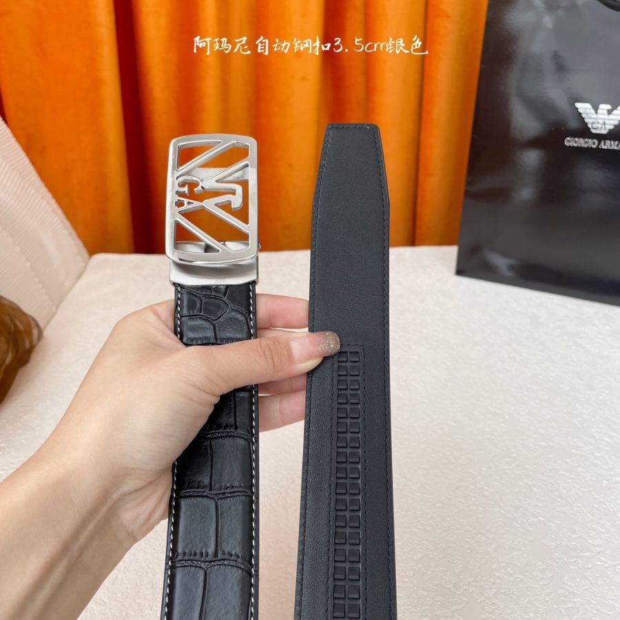 ARMANI belt Classic original quality, calfskin with high-quality automatic steel buckle, precision — AAA Quality Replica — photo 4