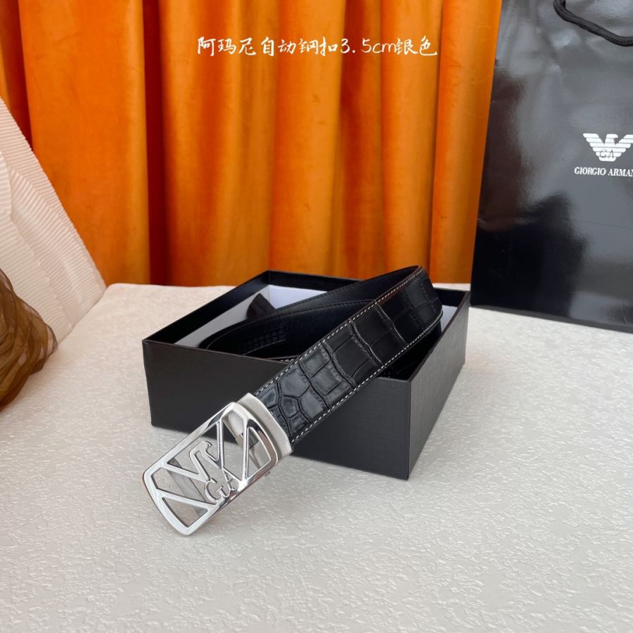 ARMANI belt Classic original quality, calfskin with high-quality automatic steel buckle, precision — AAA Quality Replica