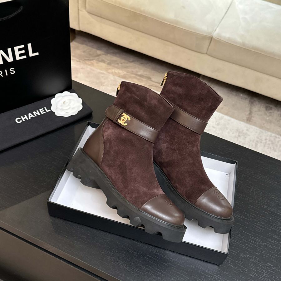 CHANEL women's shoes CHANE*｜Xiaoxiang’s classic color-blocked thick-soled short boots — AAA Quality Replica — photo 9