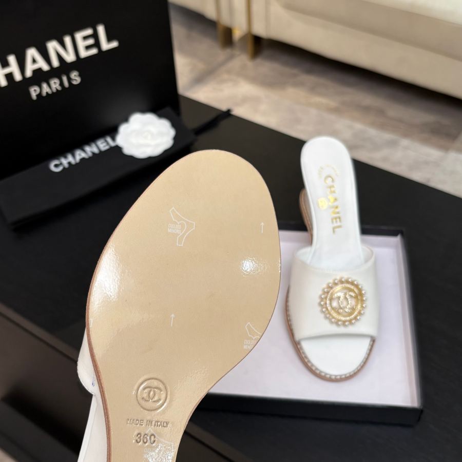 CHANEL women's shoes 𝐂𝐇*𝐍𝐄𝐋25c popular wedge heel slippers! — 1:1 Replica For Sale — photo 6