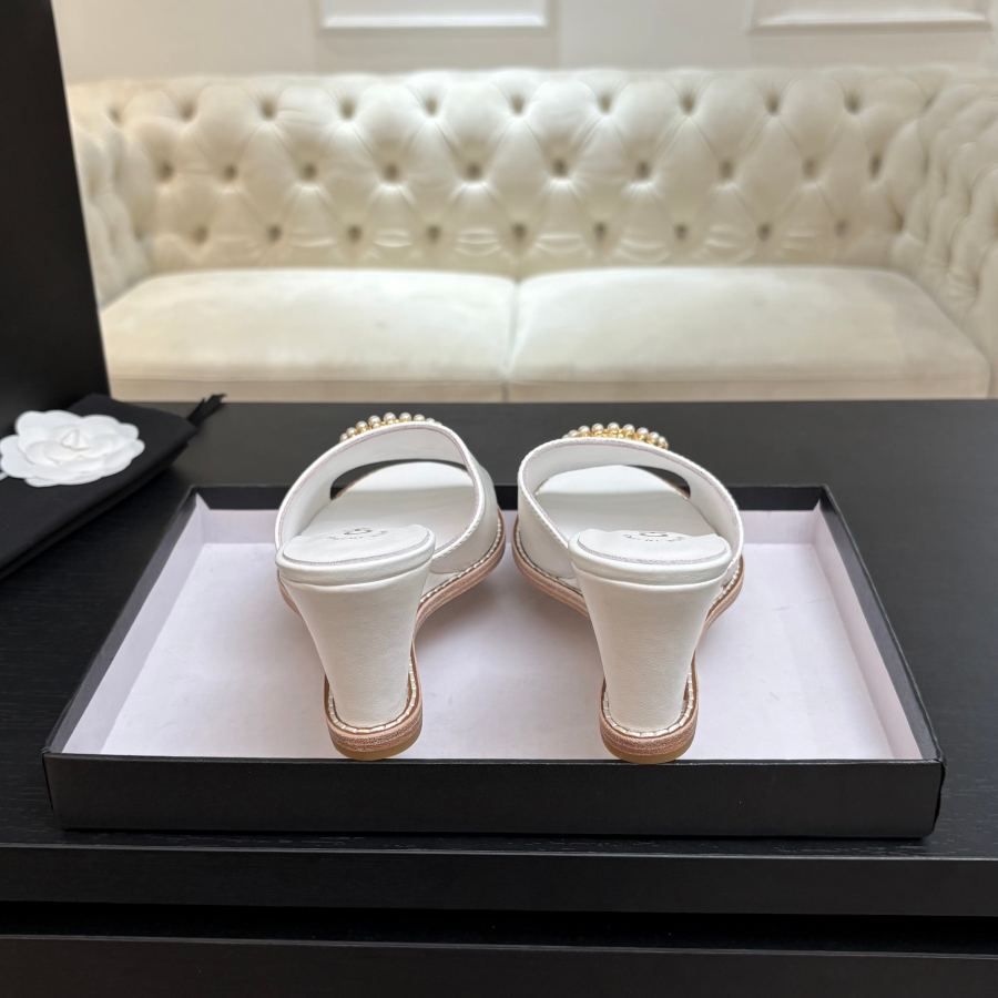 CHANEL women's shoes 𝐂𝐇*𝐍𝐄𝐋25c popular wedge heel slippers! — 1:1 Replica For Sale — photo 7