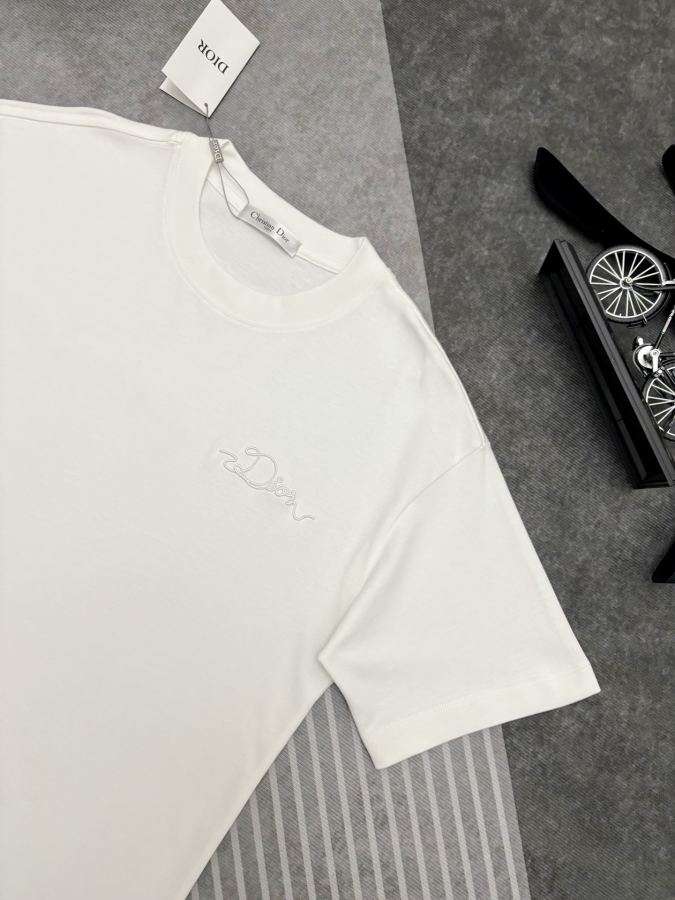 Dior men Dior embroidered double yarn cotton short-sleeved T-shirt — Premium Replica — photo 3