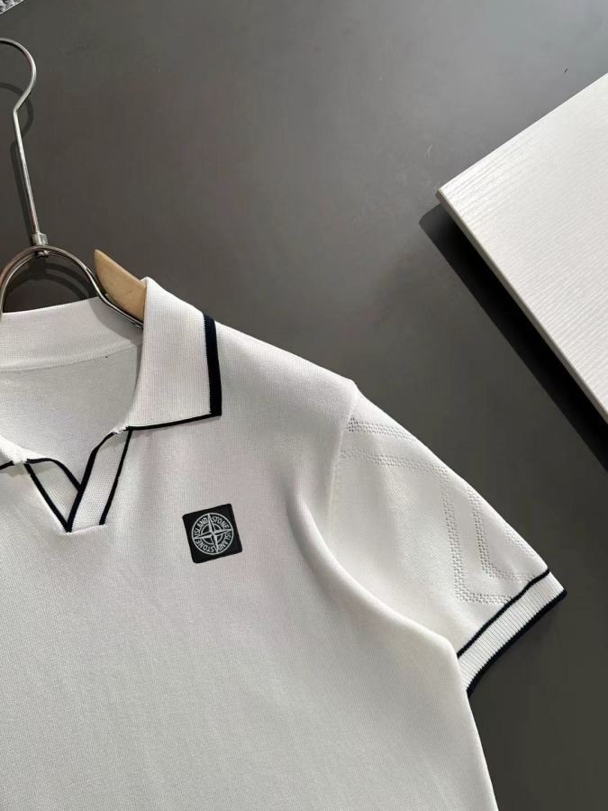 Stone Island Clothes 2026 spring and summer solid color contrast edge knitted men's Polo short-sleeved — 1:1 Replica — photo 2