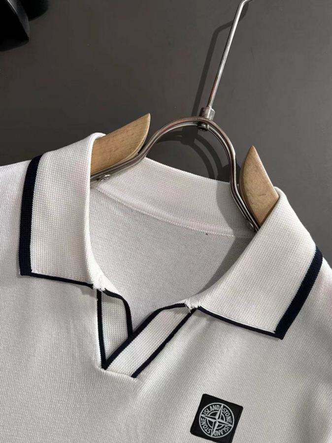 Stone Island Clothes 2026 spring and summer solid color contrast edge knitted men's Polo short-sleeved — 1:1 Replica — photo 3