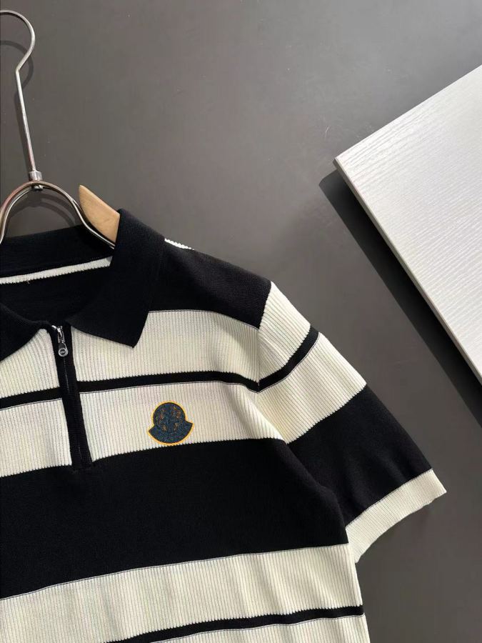 moncler men Dior 2026 Spring and Summer Wide Striped Knitted Polo Shirt for Men Half-Zip Lapel Horizontal — AAA Quality Replica — photo 2