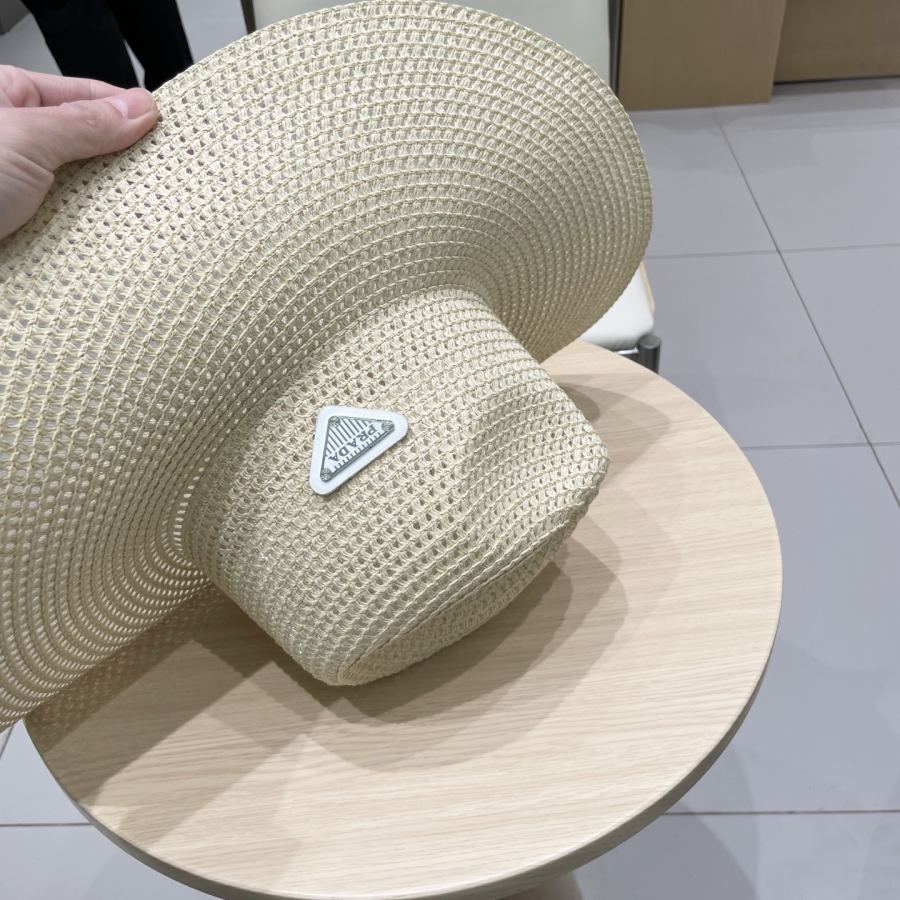 prada hat PRADA big brim hat men and women travel beach hat sun protection hat summer casual — 1:1 Replica — photo 7