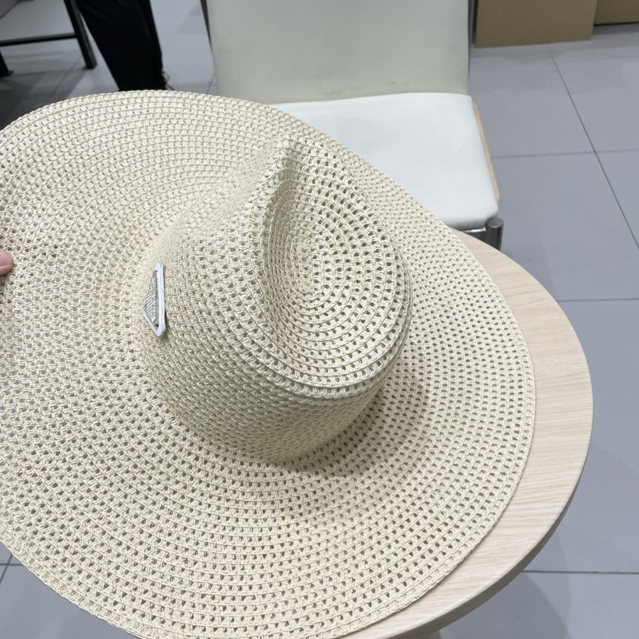 prada hat PRADA big brim hat men and women travel beach hat sun protection hat summer casual — 1:1 Replica — photo 6