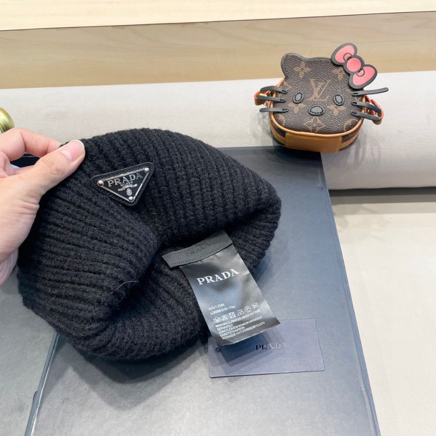 prada lue tidlig høst populær strikket lue, plysjmateriale, veldig allsidig — photo 9