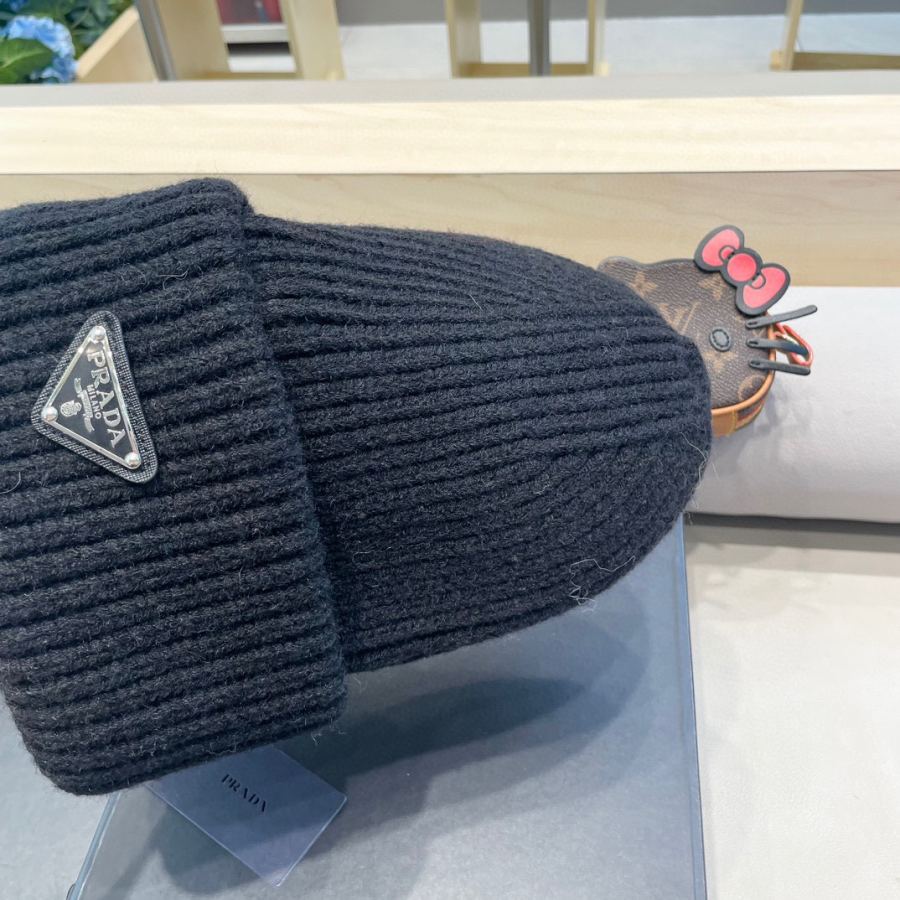 prada lue tidlig høst populær strikket lue, plysjmateriale, veldig allsidig — photo 6