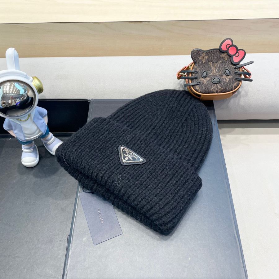 prada lue tidlig høst populær strikket lue, plysjmateriale, veldig allsidig — photo 2