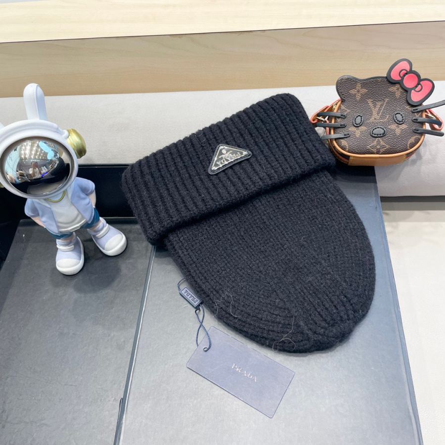 prada lue tidlig høst populær strikket lue, plysjmateriale, veldig allsidig — photo 8