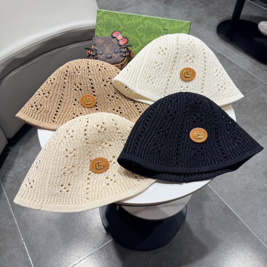 gucci hat knitted fisherman hat women's summer hollow sun protection visor showing face small bucket — 1:1 Replica For Sale — photo 5