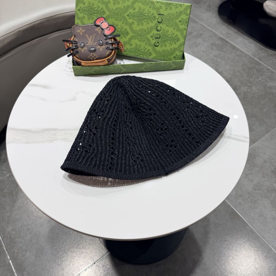 gucci hat knitted fisherman hat women's summer hollow sun protection visor showing face small bucket — 1:1 Replica For Sale — photo 2