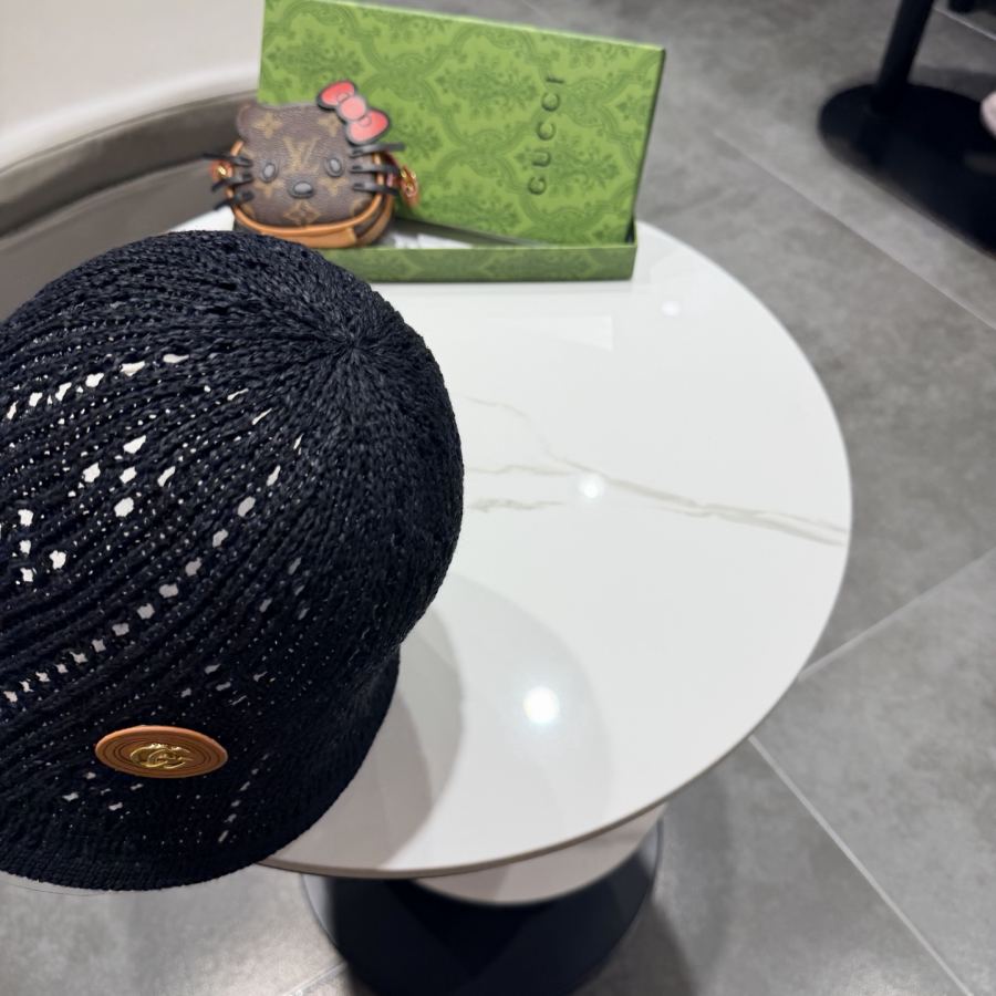 gucci hat knitted fisherman hat women's summer hollow sun protection visor showing face small bucket — 1:1 Replica For Sale — photo 6