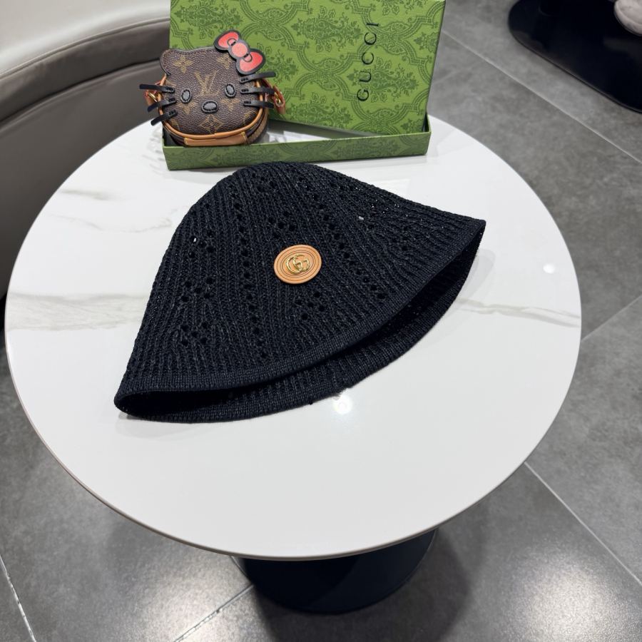 gucci hat knitted fisherman hat women's summer hollow sun protection visor showing face small bucket — 1:1 Replica For Sale